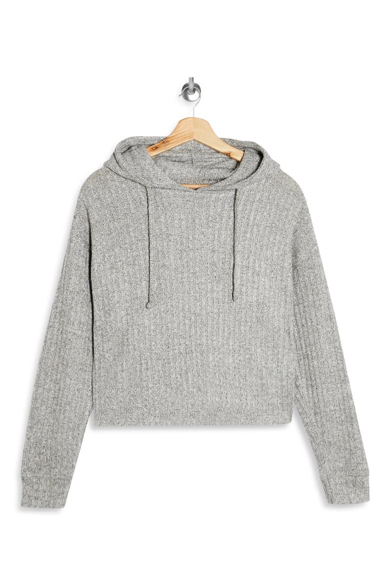Cozy Ribbed Hoodie, Alternate, color, GREY
