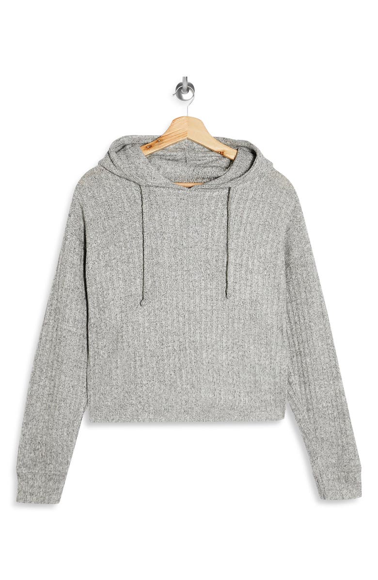 Topshop Cozy Ribbed Hoodie, Alternate, color,