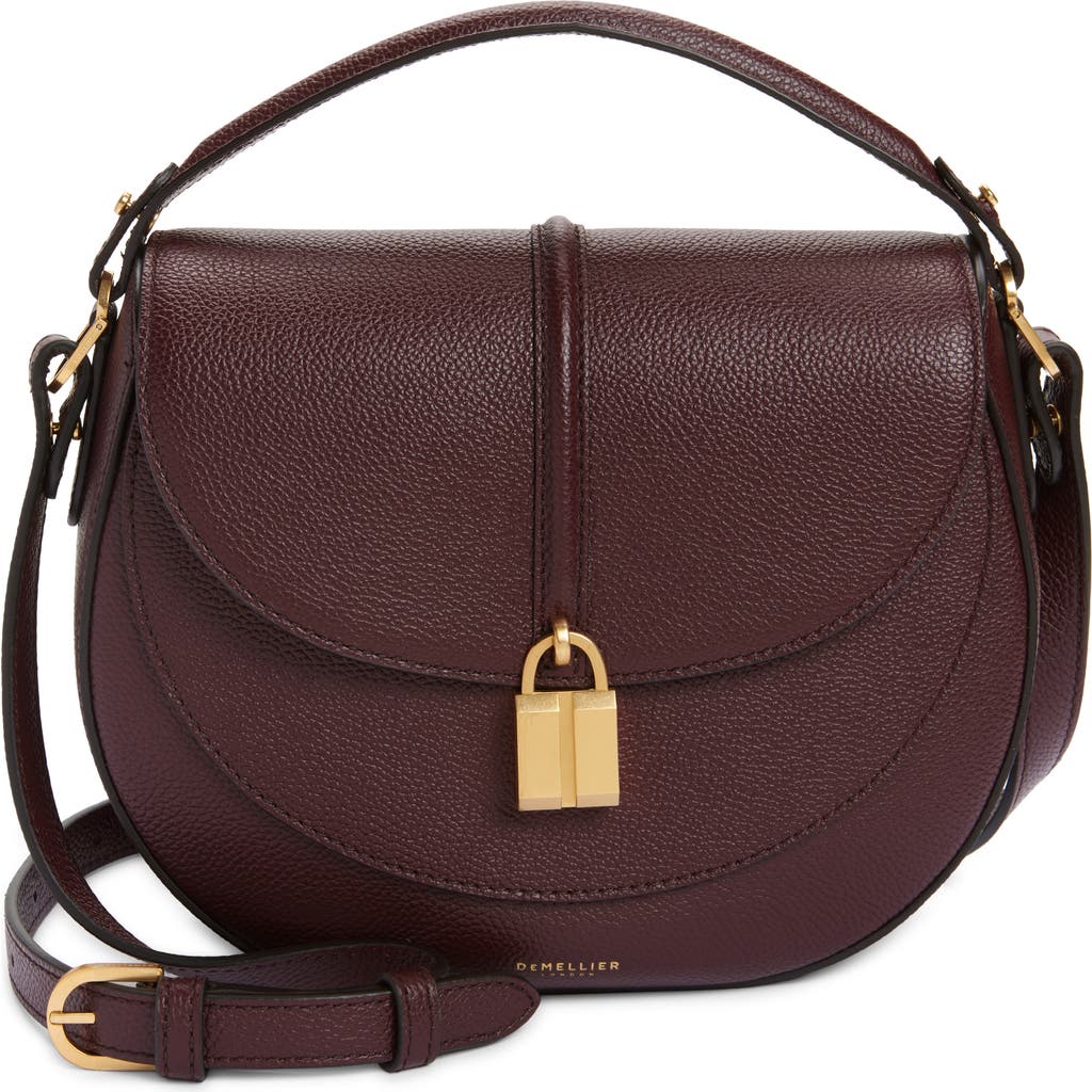 Demellier Siena Leather Saddle Crossbody Bag In Burgundy