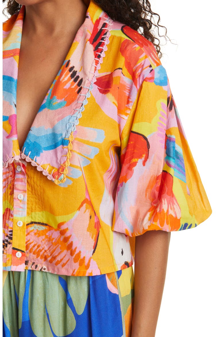 Women's Macaw Crop Blouse, Alternate, color, NEON MACAWS