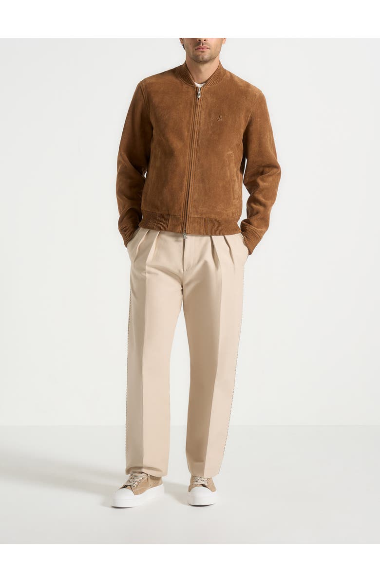 Manière De Voir Arsene Suede Bomber Jacket, Alternate, color, Fawn