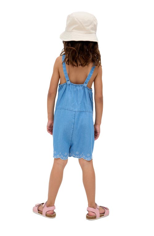 Raffya Kids Rachel Scalloped Hem Embroidered Romper In Blue