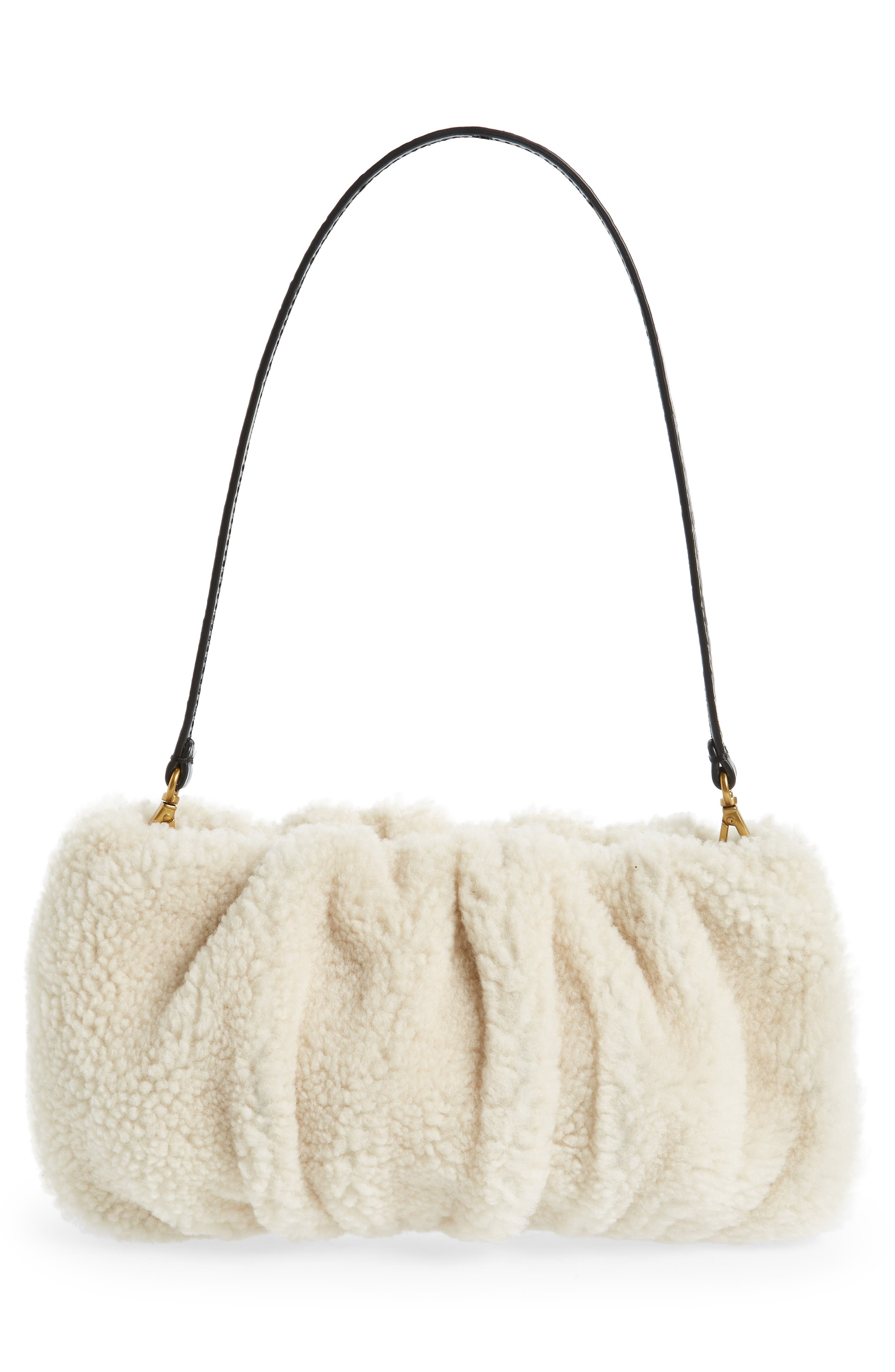 STAUD Bean Genuine Shearling Clutch, Alternate, color, 