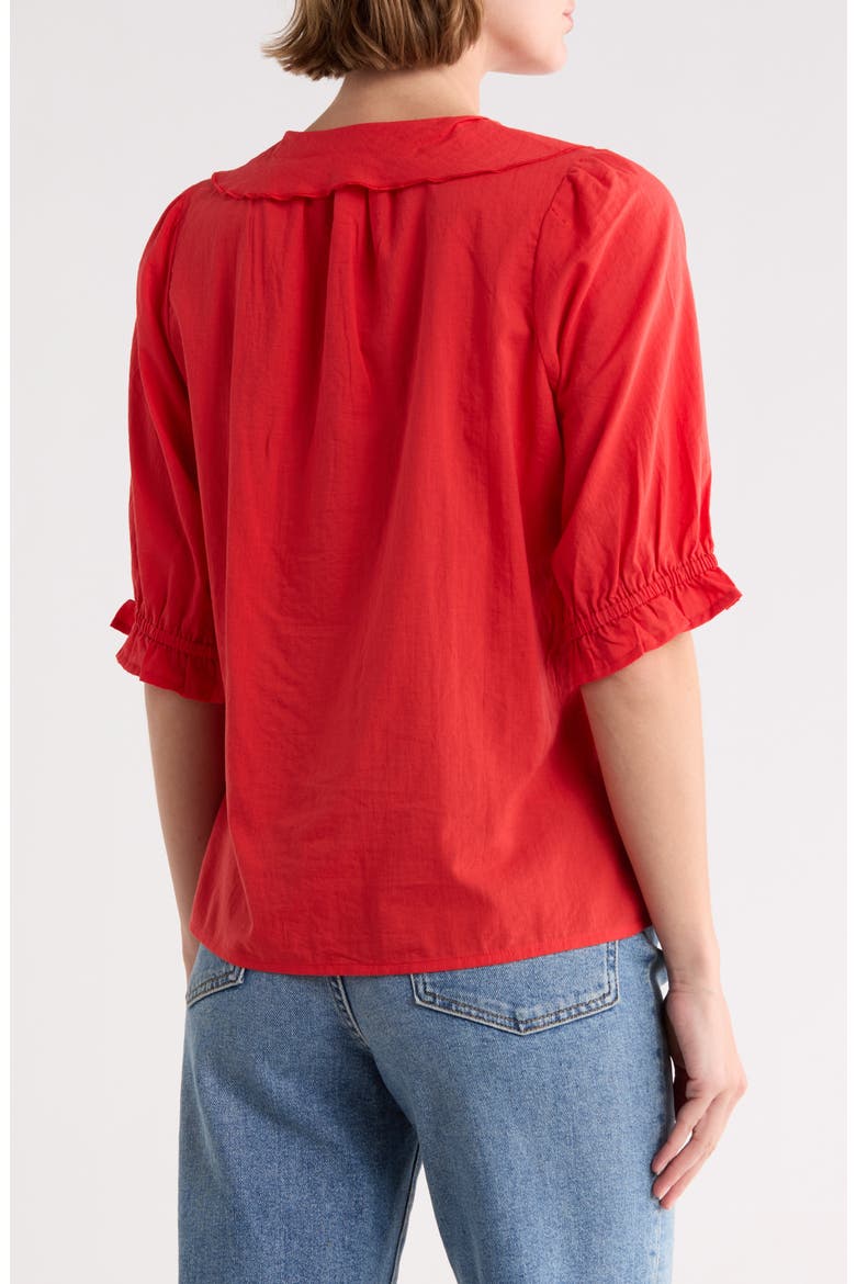 Romantic Ruffle Button-Up Shirt, Alternate, color, RED