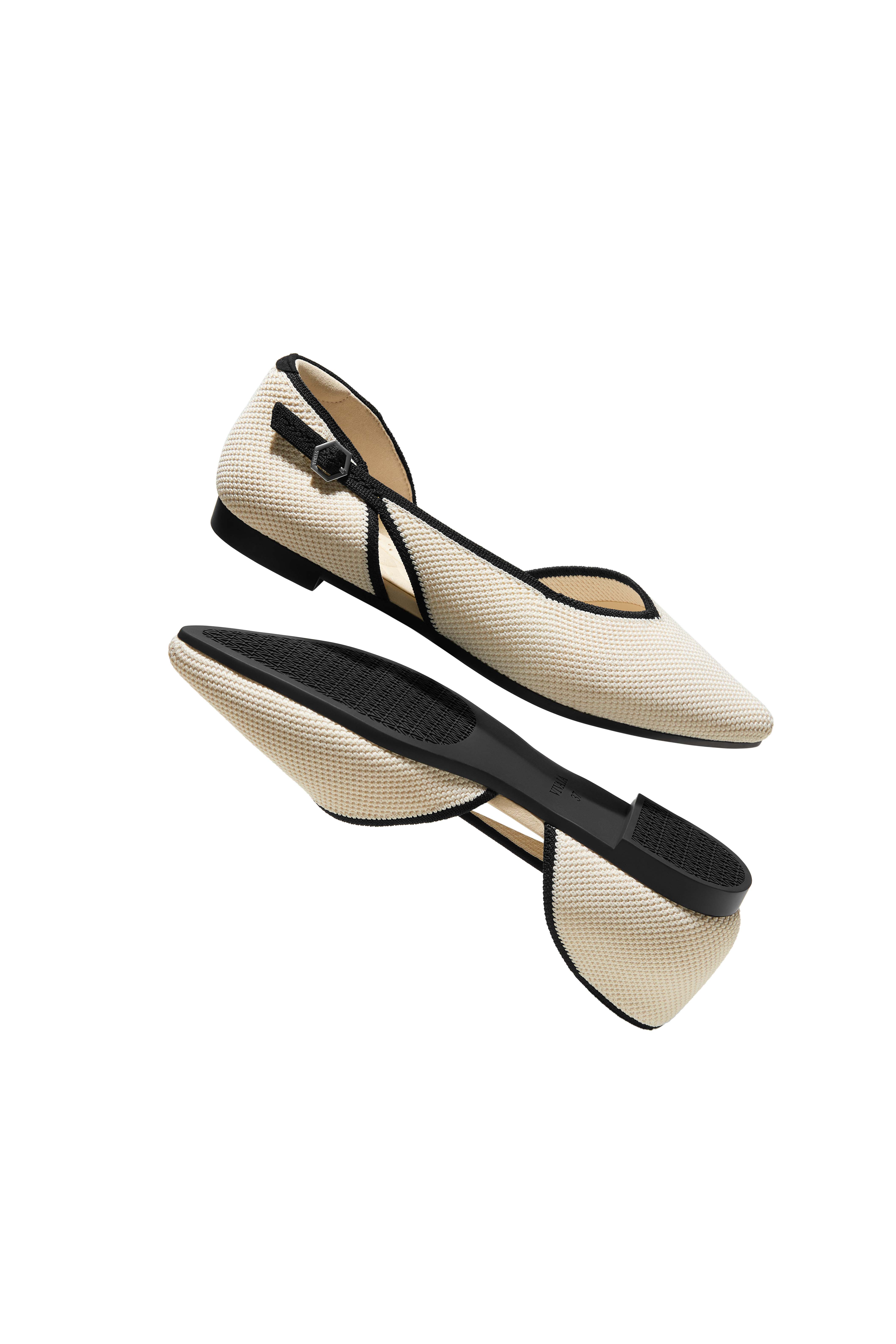 Pointed-Toe D'Orsay Flats, Alternate, color, PALE APRICOT/BLACK BRICKWORK