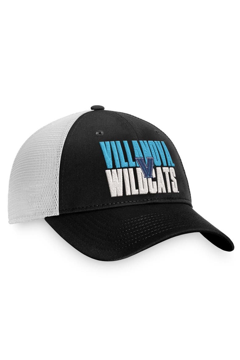 Men's Top of the World Black/White Villanova Wildcats Stockpile Trucker Snapback Hat, Alternate, color, Black