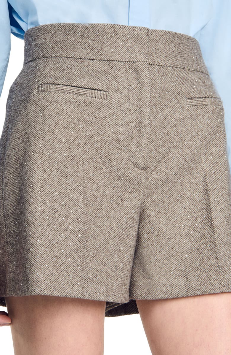 SANDRO Herringbone shorts with rhinestones, Alternate, color, 