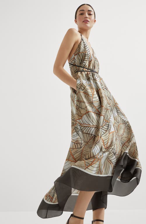 Brunello Cucinelli Papyrus Print Dress With Monili