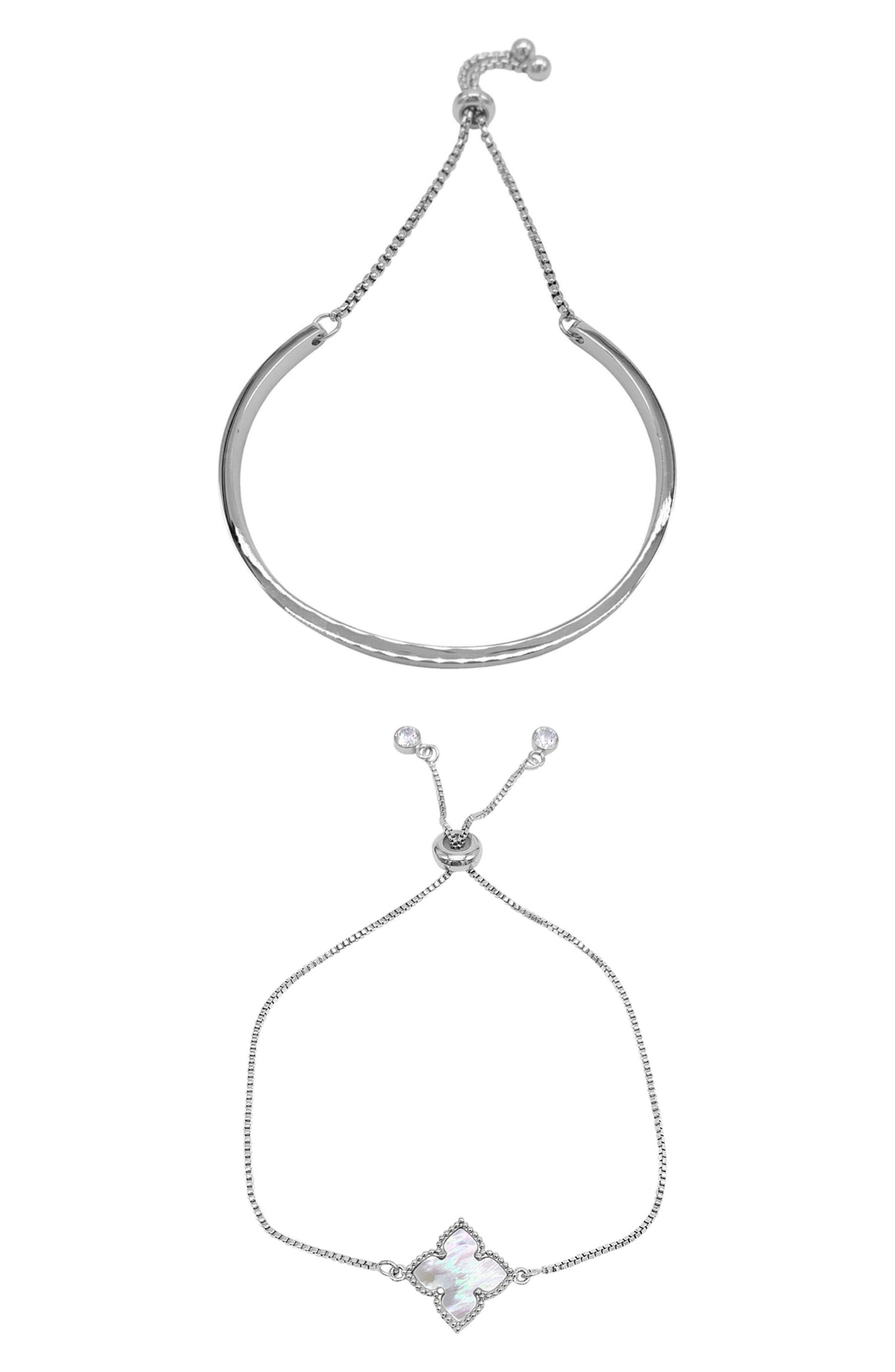 Adornia Set of 2 Clover & Cuff Bracelets