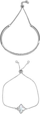 Adornia Set of 2 Clover & Cuff Bracelets