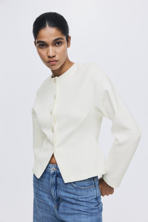 Collarless Scuba Knit Blazer