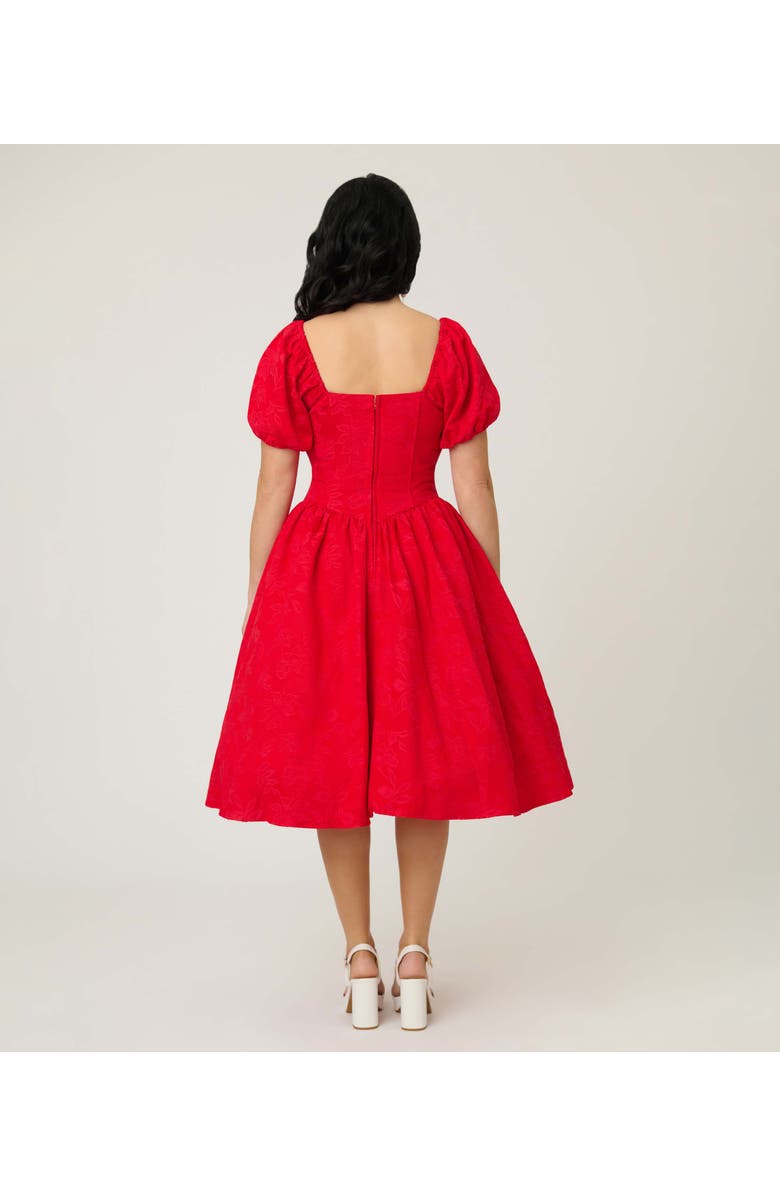 Smak Parlour Puff Sleeve Swing Dress, Alternate, color, Red Floral Print