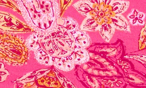 Chaus Floral Print Ruched Knit Top In Pink