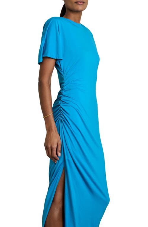 Reiss Womens Tulia Side-ruched Jersey Midi Dress Bright Blue In Blue