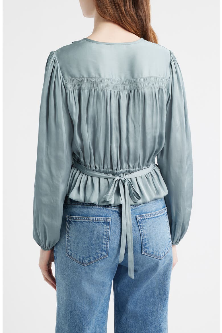 Gansevoort Satin Peplum Top, Alternate, color, SURF