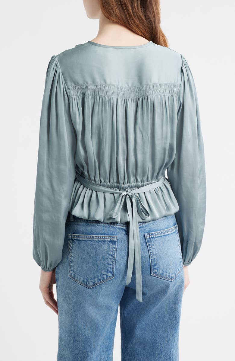 PAIGE Gansevoort Satin Peplum Top, Alternate, color, Surf