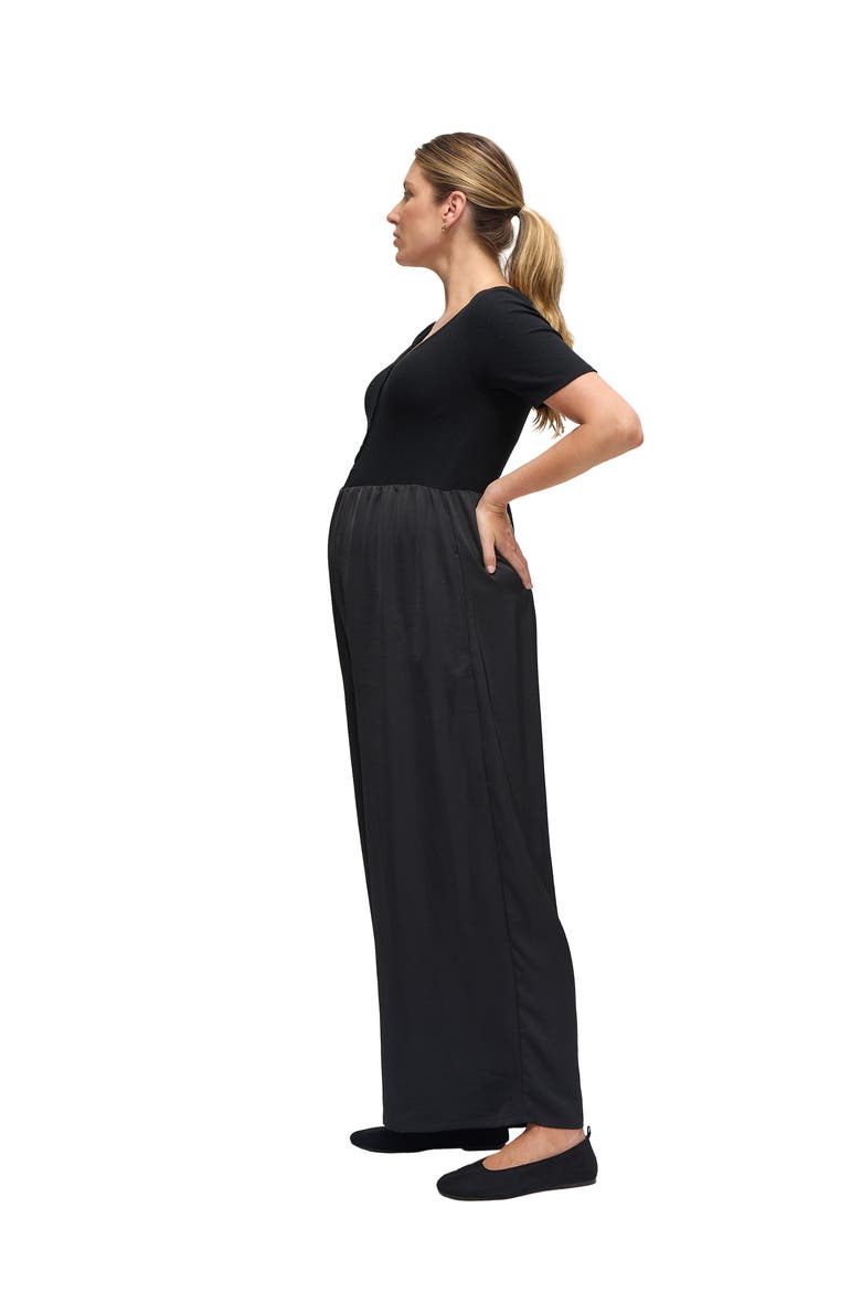 Mix Media Maternity  Jumpsuit, Alternate, color, Black