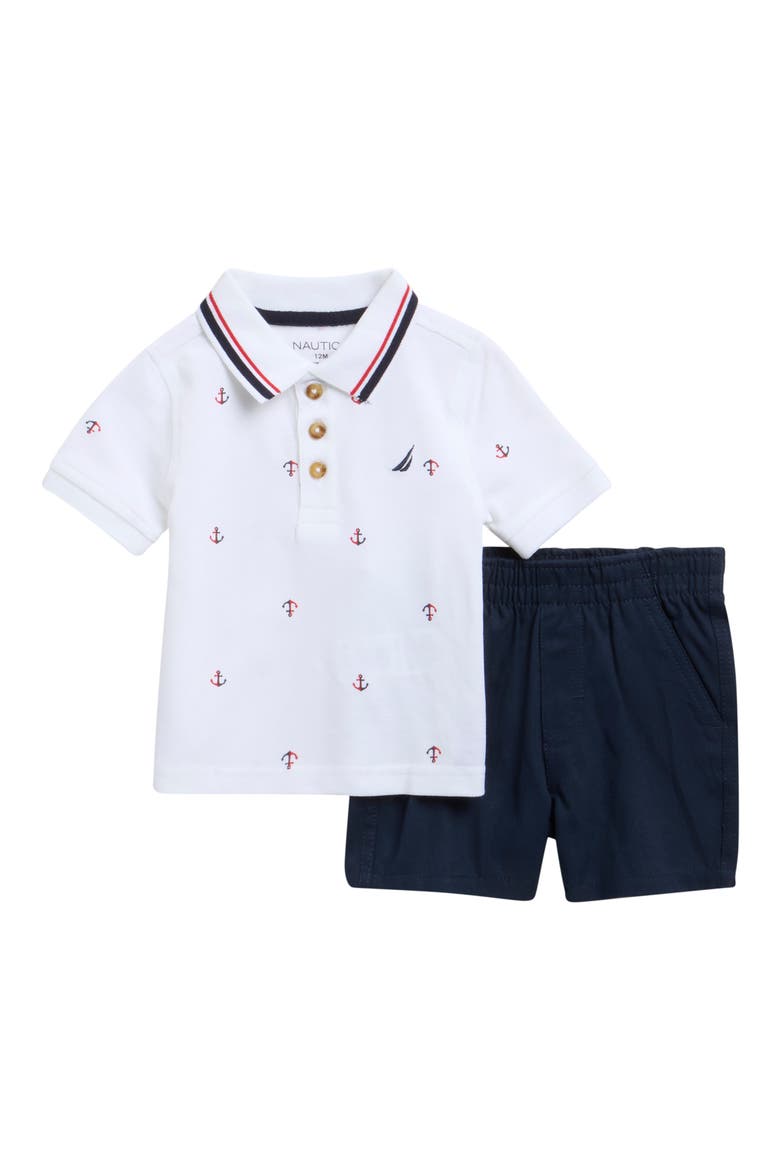 Anchor Print Polo & Shorts Set, Main, color, NAVY MULTI