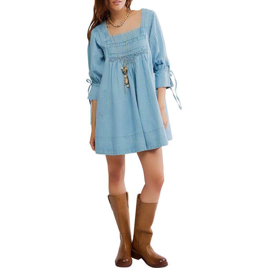 Free People Sonora Chambray Minidress In Blue