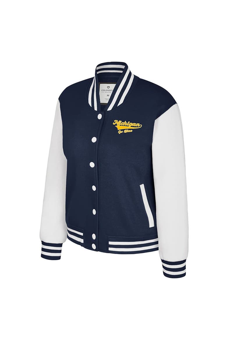 Women's Colosseum Navy Michigan Wolverines French Baguette Full Snap Fleece Jacket, Alternate, color, Navy