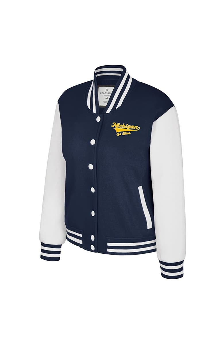 COLOSSEUM Women's Colosseum Navy Michigan Wolverines French Baguette Full Snap Fleece Jacket, Alternate, color, Navy
