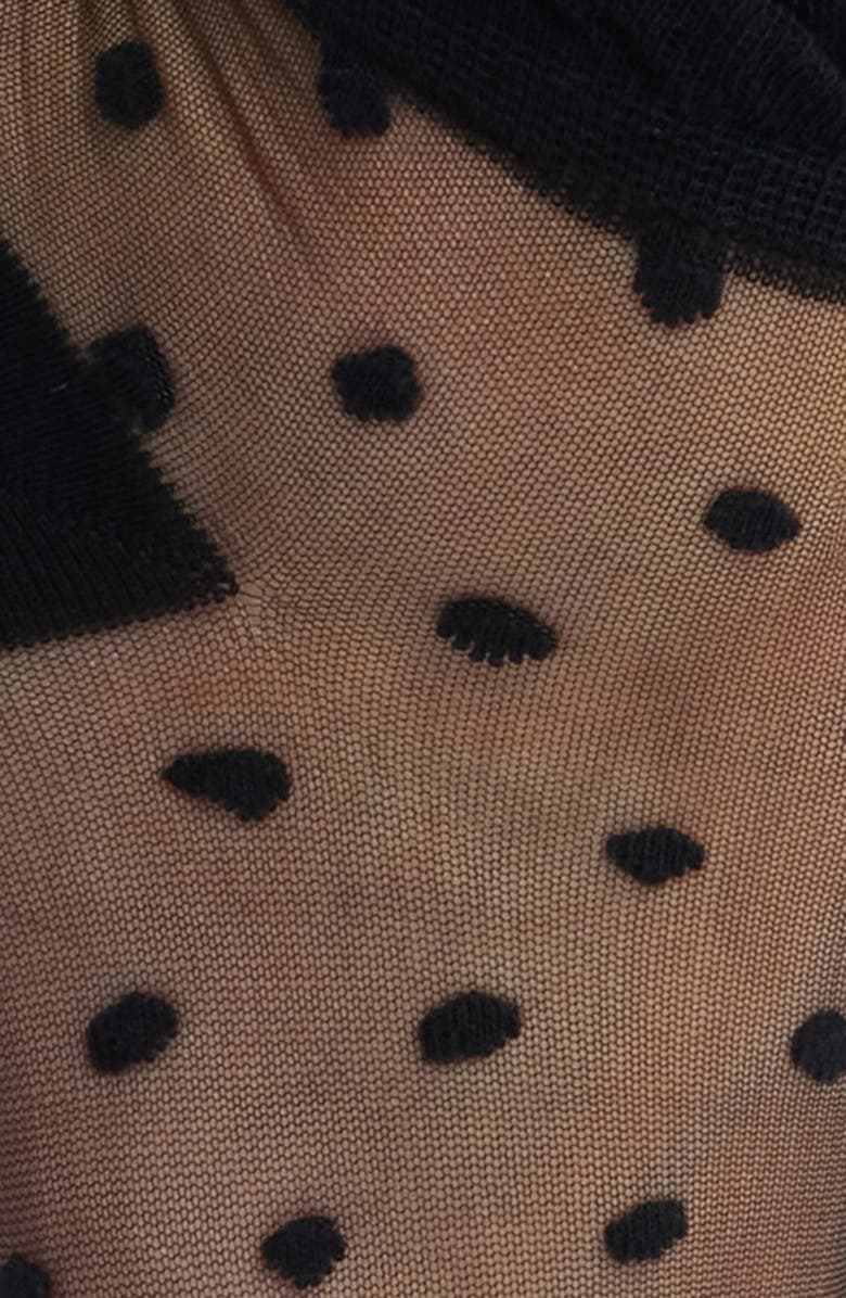 Stems Pippa Ruffle Dot Quarter Socks, Alternate, color, Black
