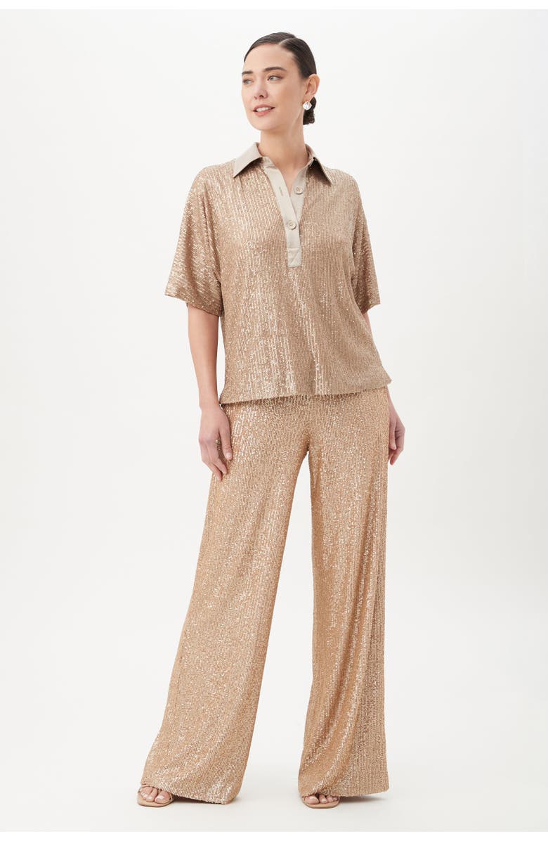 Trina Turk Atarashii Wide Leg Sequin Pant, Alternate, color, Gold