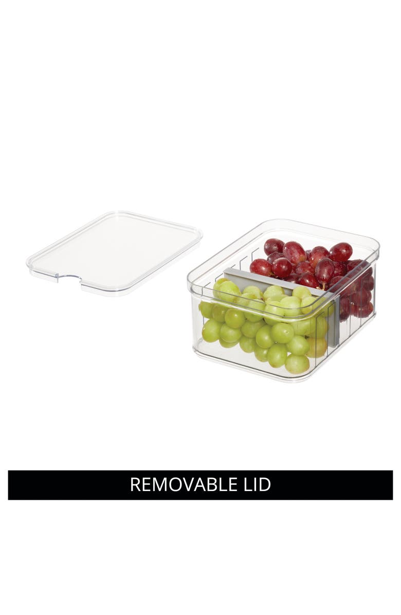 iDesign Small Fridge Bin with Removable Divider - Set of 3 - Clear/Gray, Alternate, color, Clear