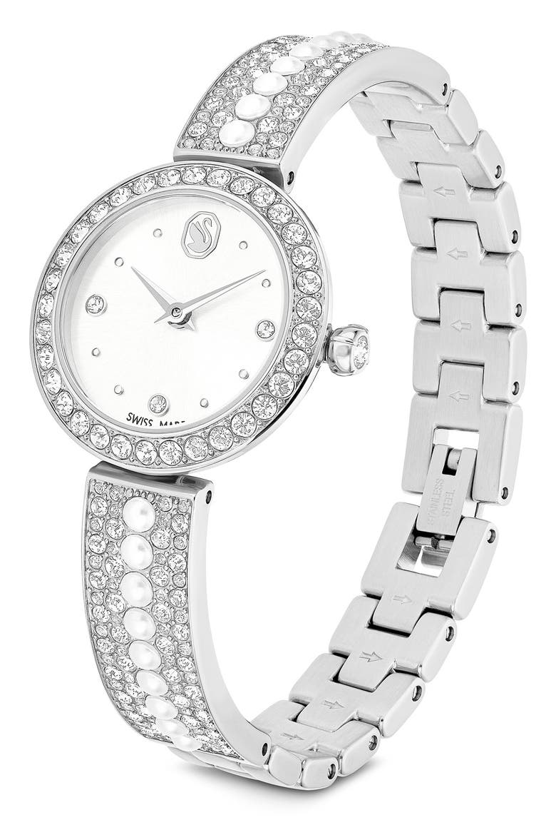 Matrix Faux Pearl Bracelet Watch, 26mm, Alternate, color, SILVER