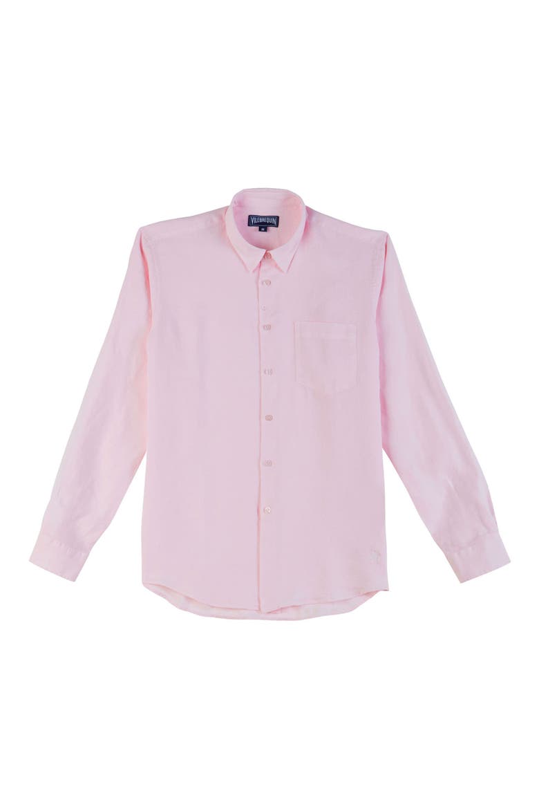 Classic Fit Linen Button-Up Shirt, Main, color, BALLERINE