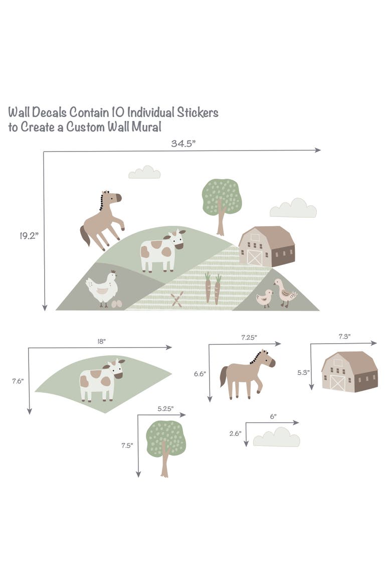 Farmyard Friends Wall Decals/Stickers - Horse/Cow/Barn, Alternate, color, Multicolor