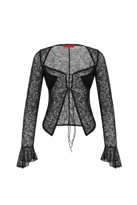 Long Sleeve Black Lace Top