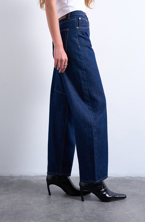Topshop High Waist Barrel Jeans In Blue