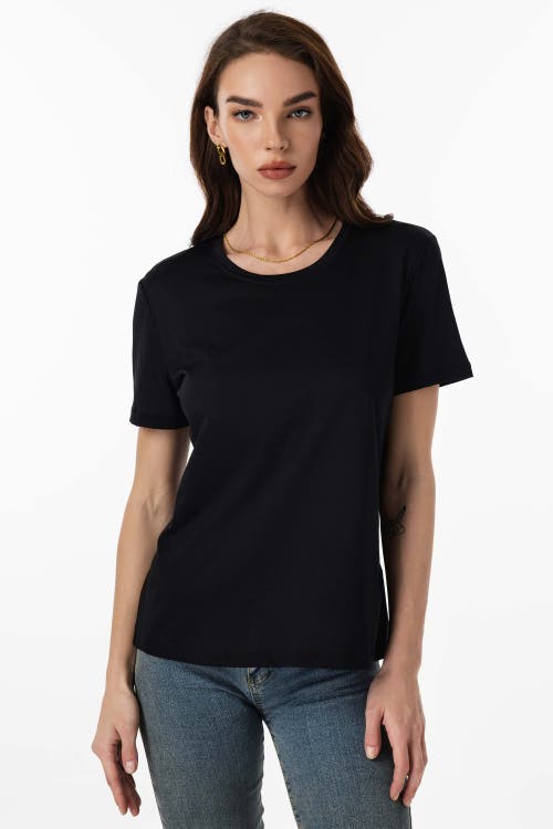 Silksilky Silk Knitted Round Neck T-shirt In Black