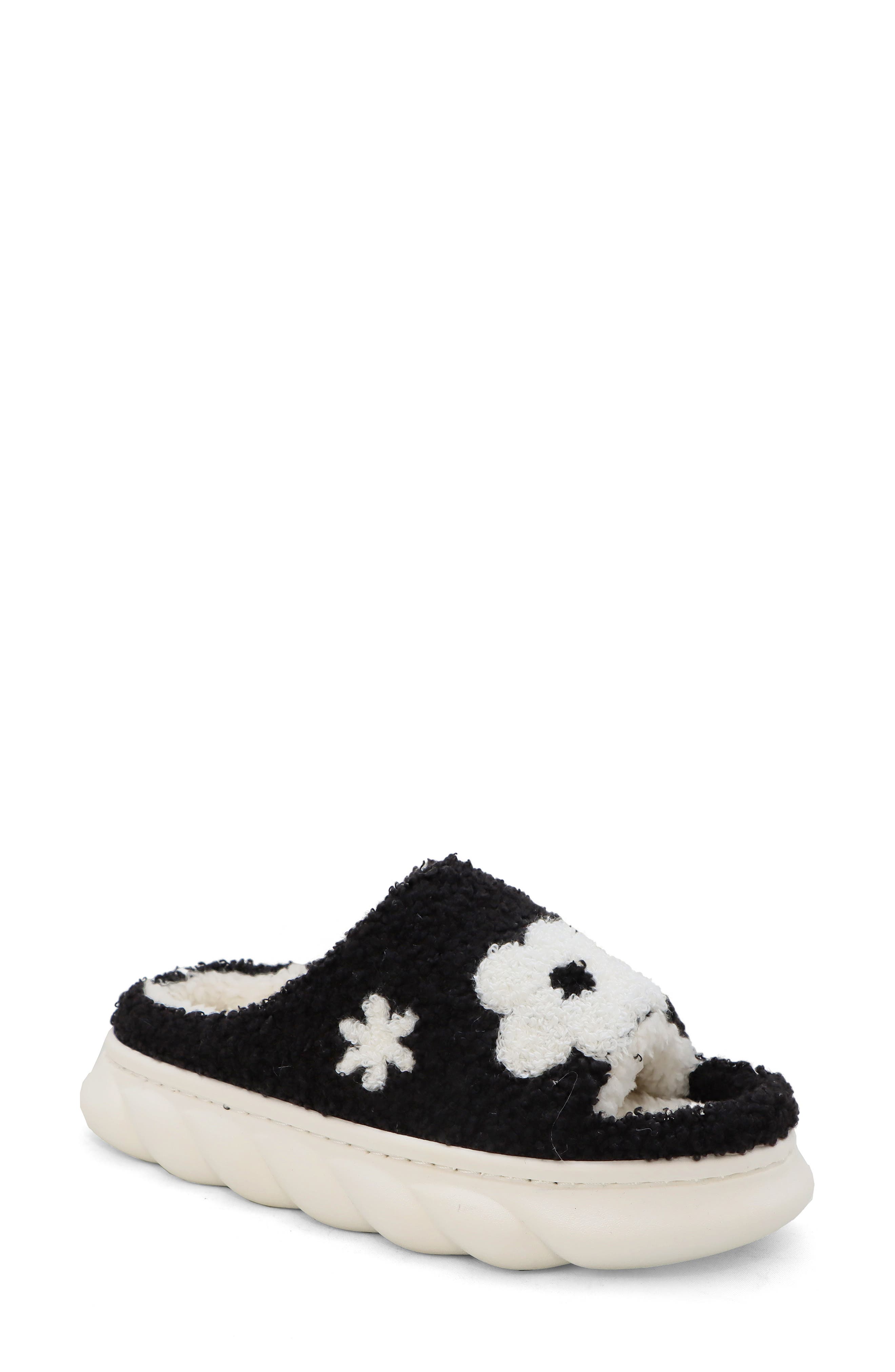 YOKI Dahlia Flower Faux Shearling Slipper, Main, color, 