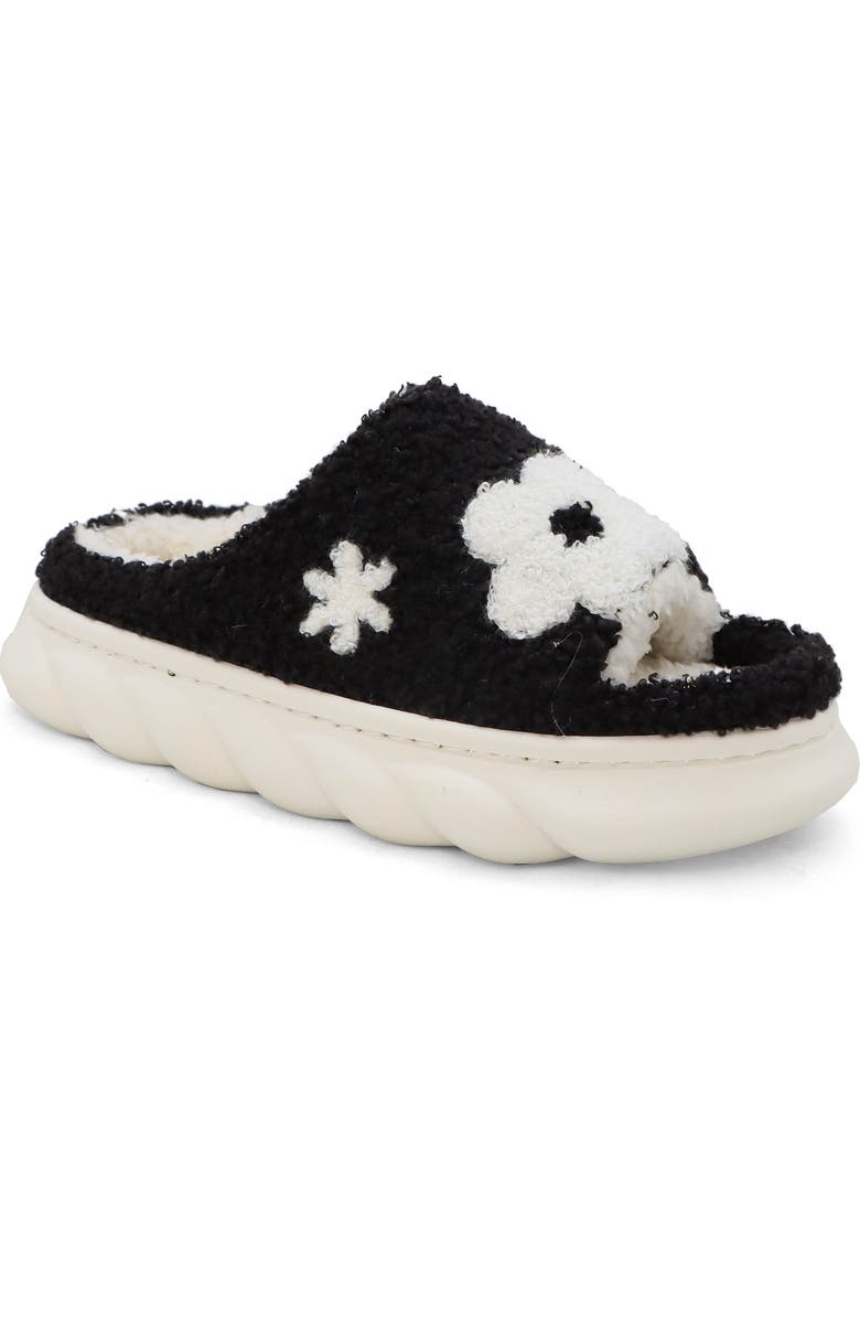 YOKI Dahlia Flower Faux Shearling Slipper, Main, color,