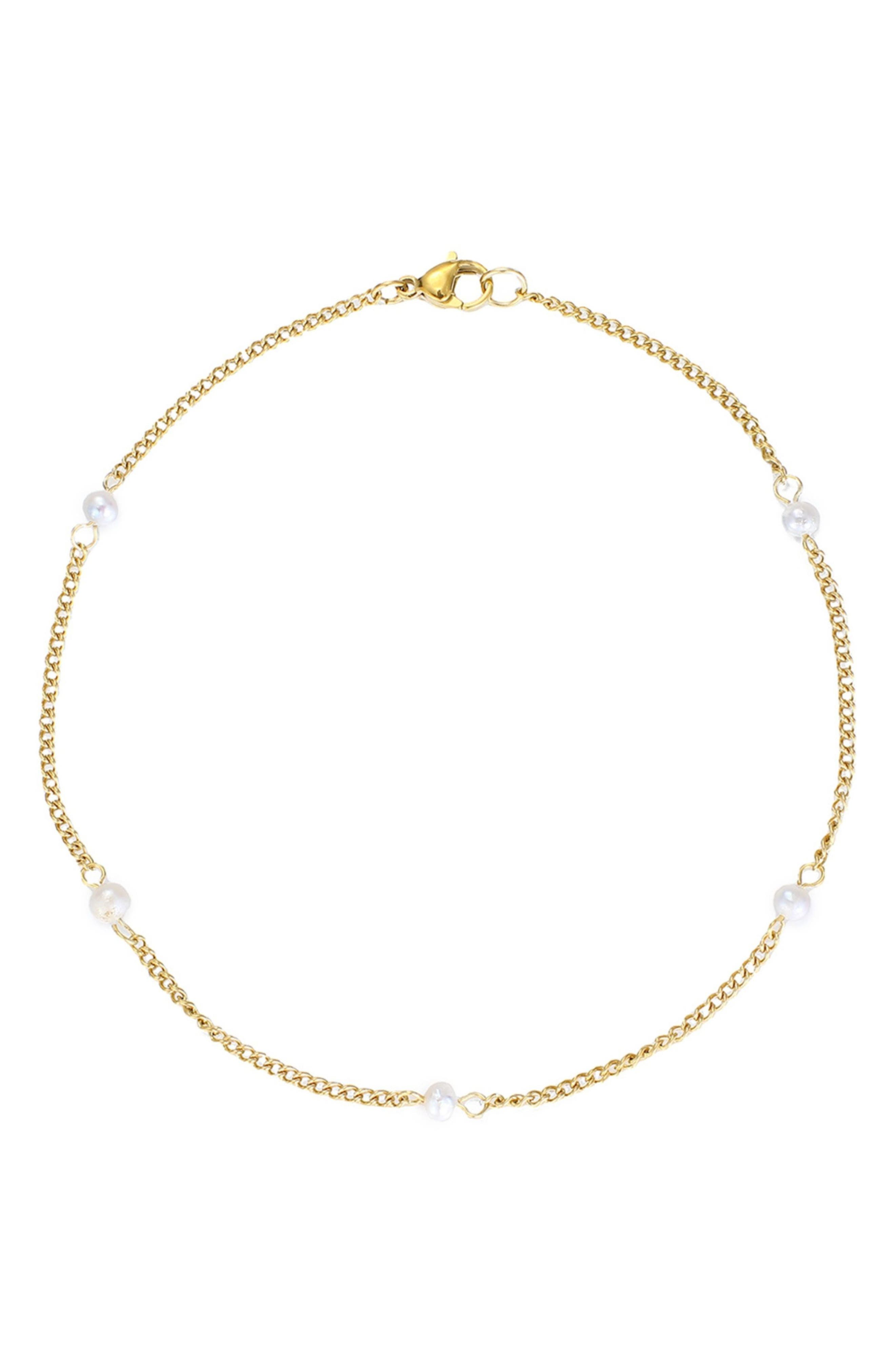 Adornia Faux Pearl Station Anklet