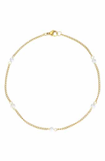 Faux Pearl Station Anklet