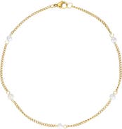 Adornia Faux Pearl Station Anklet