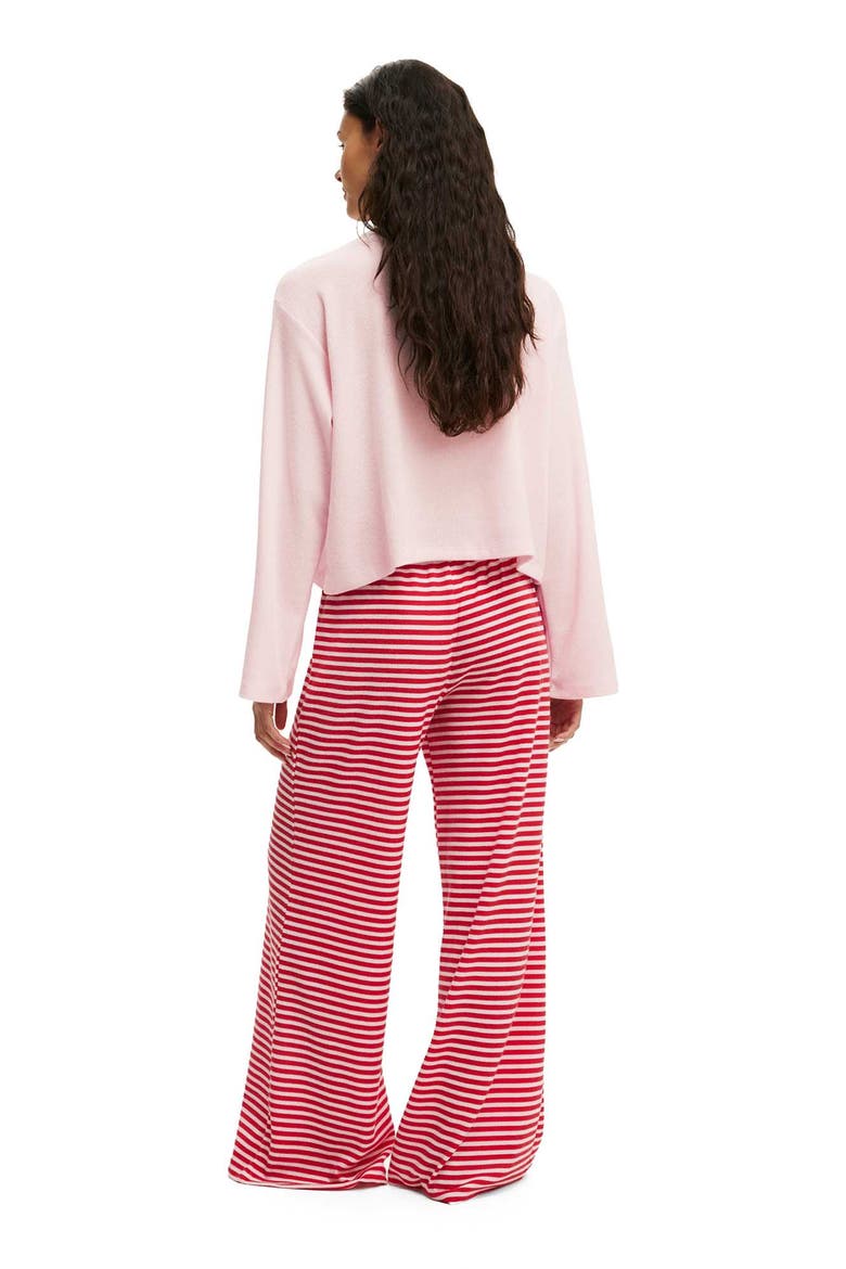 Women's Super Soft Waffle Wide Leg Pant, Alternate, color, Ellie Stripe Cheeky Cherry