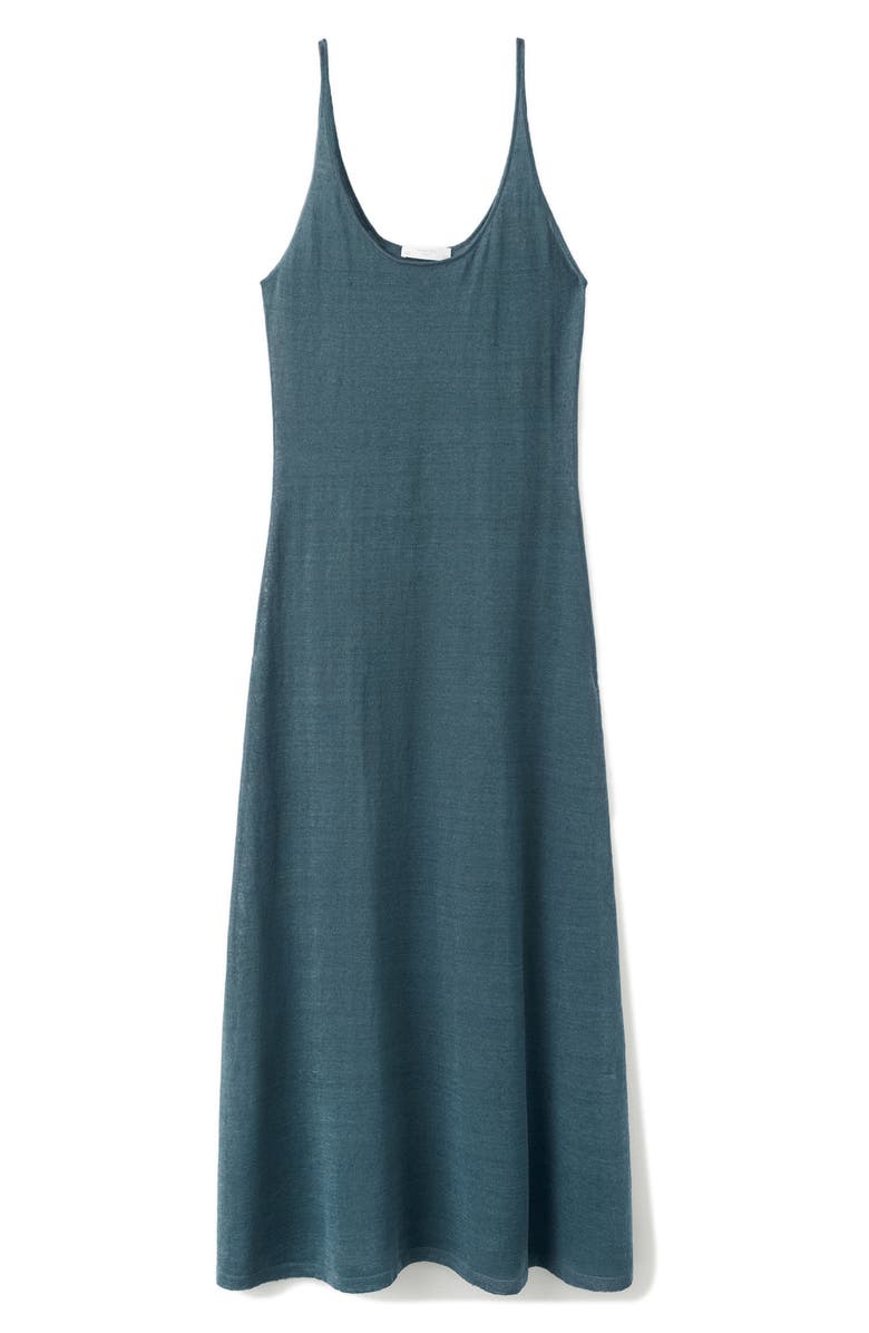 MANGO Linen Blend Midi Dress, Alternate, color, Night Blue