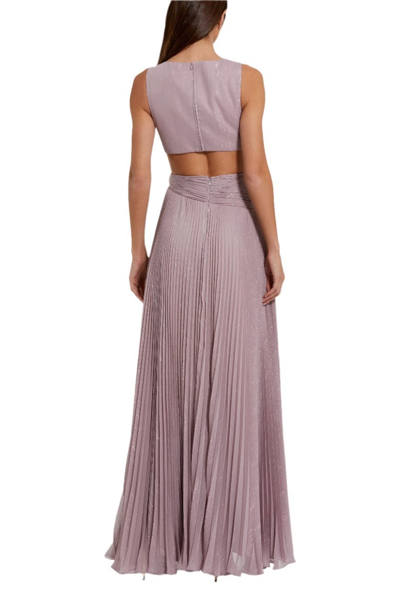 Ruched Chiffon Sleeveless Gown With 3D Flower, Alternate, color, Vintage Lilac