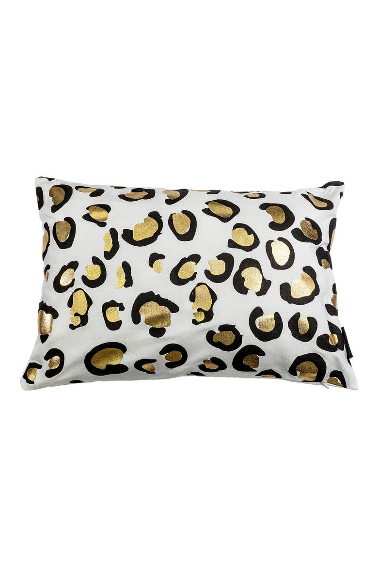 Metallic Animal Print Pillow, Main, color, WHITE/ GOLD MULTI