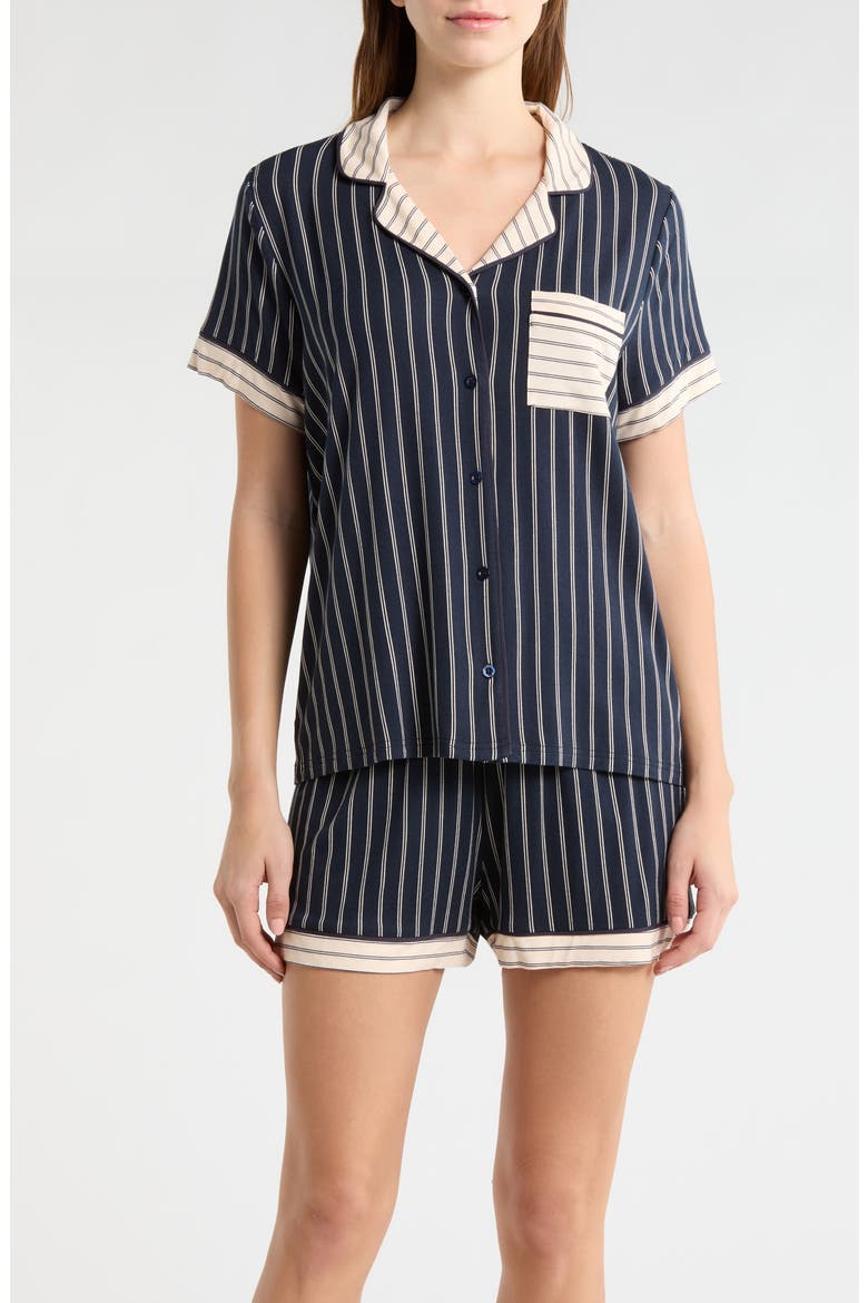 Stripe Pocket Short Pajamas, Main, color, BLUE/ CREAM STRIPE