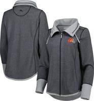 Tommy Bahama Women's Tommy Bahama Heathered Black Cleveland Browns Sport Sun Fade Full-Zip Sweatshirt
