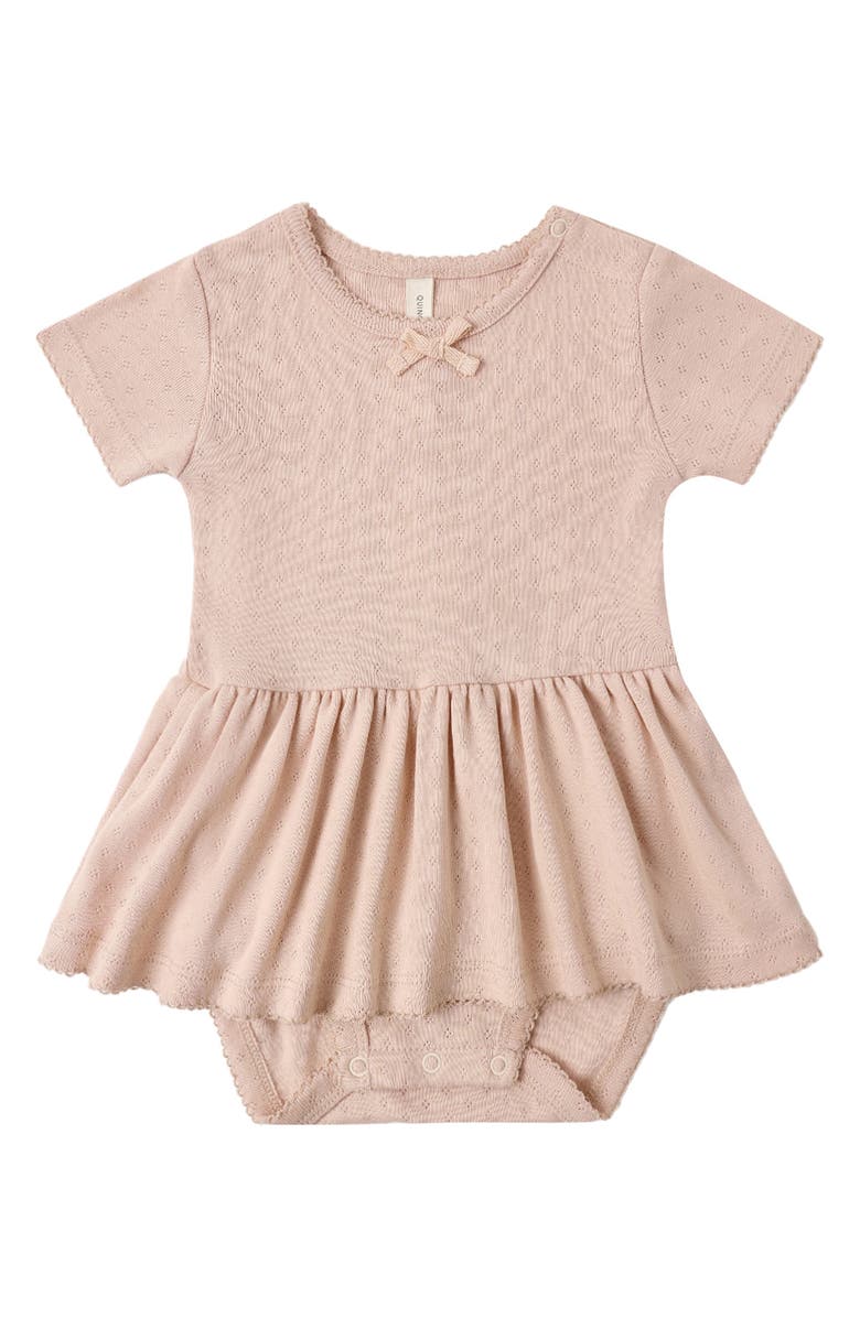 QUINCY MAE Peplum Organic Cotton Pointelle Bodysuit, Alternate, color, Melon