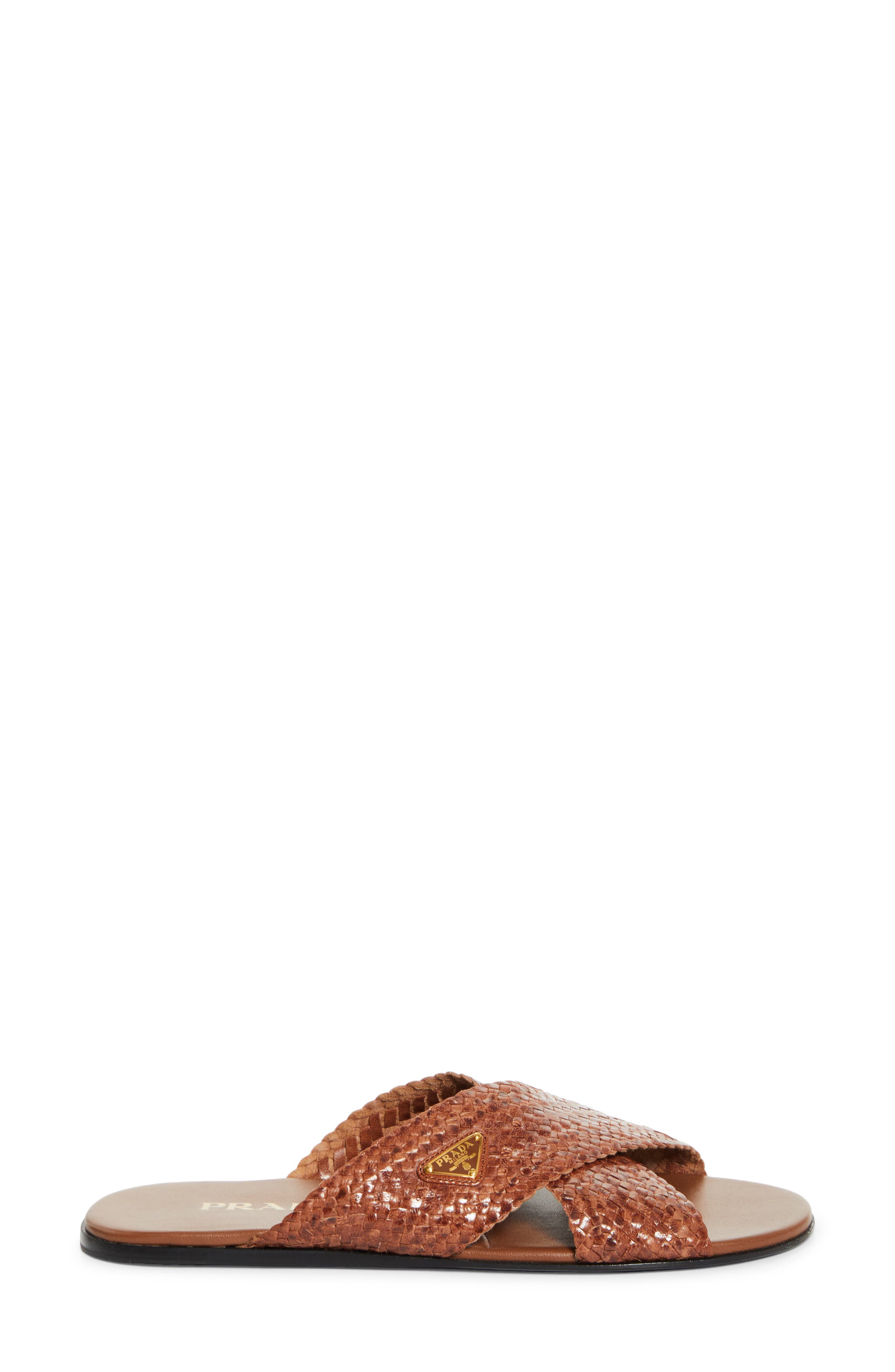 Woven Slide Sandal, Alternate, color, COGNAC