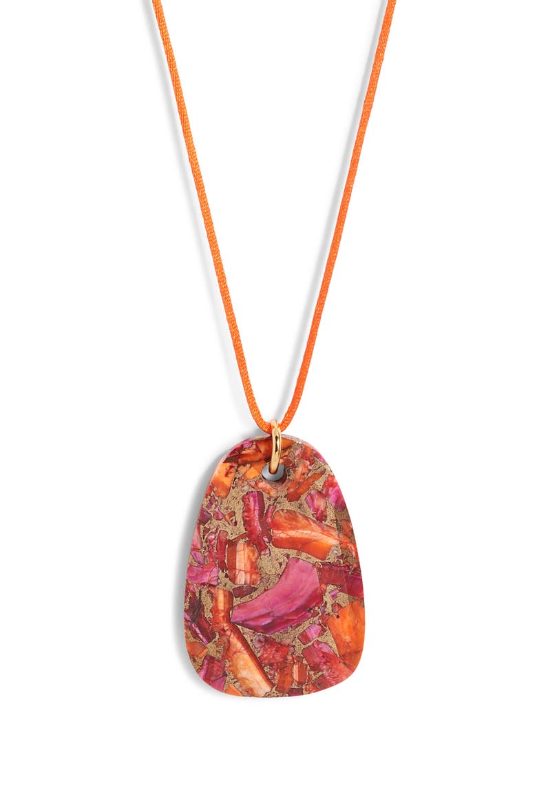 Spiny Oyster Cord Pendant Necklace, Main, color, PINK