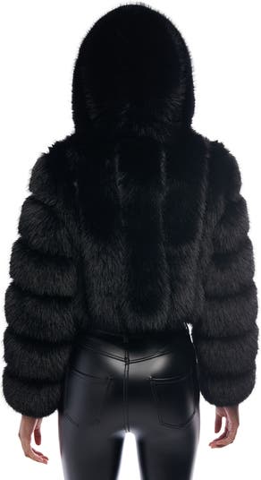 Jolene Crop Faux Fur Hooded Jacket