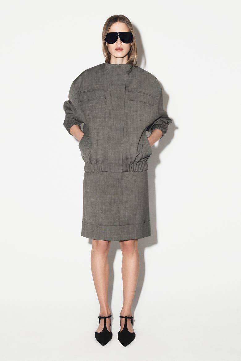 Turn-up Wool-blend Pencil Skirt, Alternate, color, TAUPE MELANGE